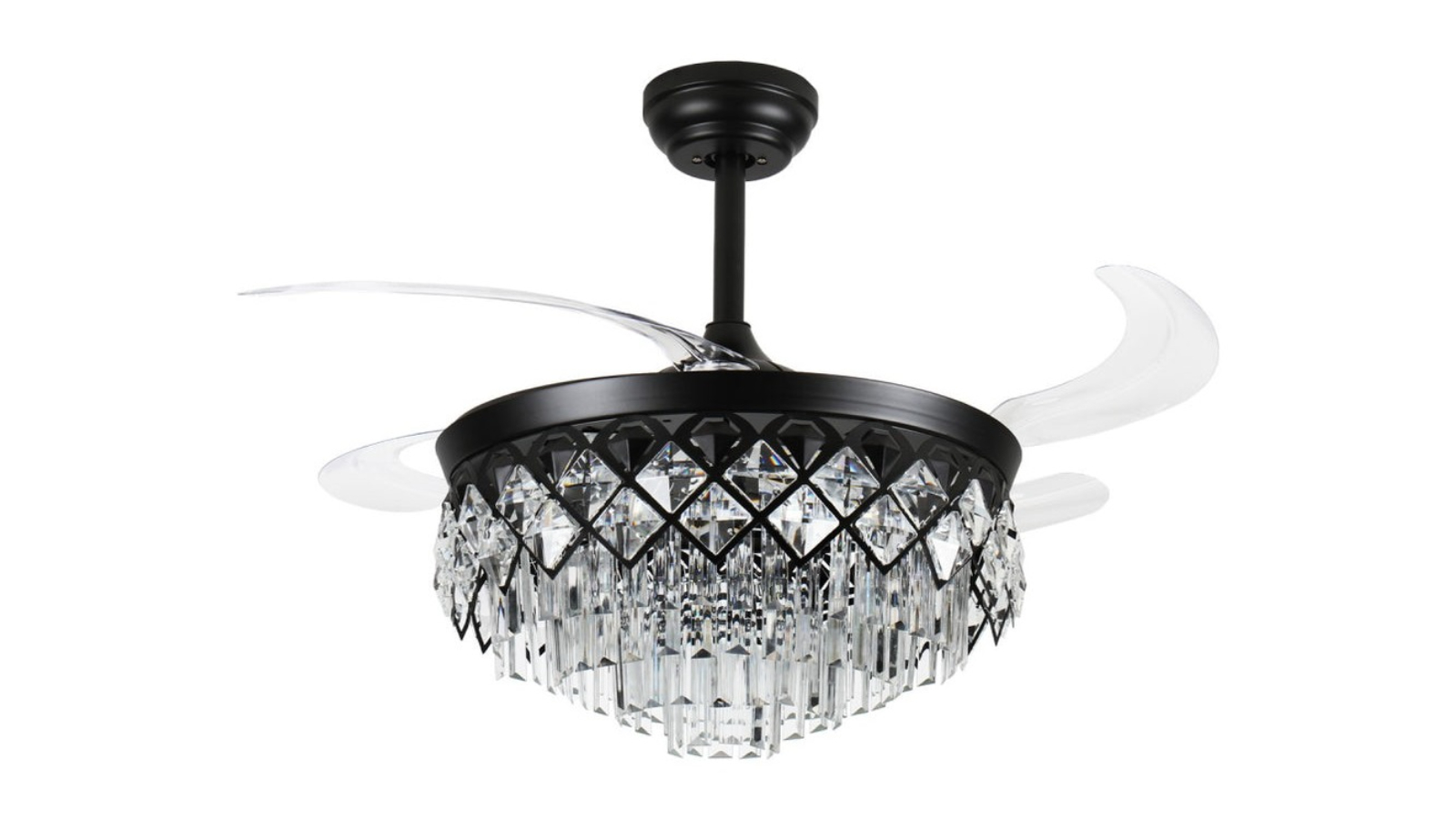 Windora Seraphine Black Crystal Chandelier DC Ceiling Fan with 3CCT LED Remote Control