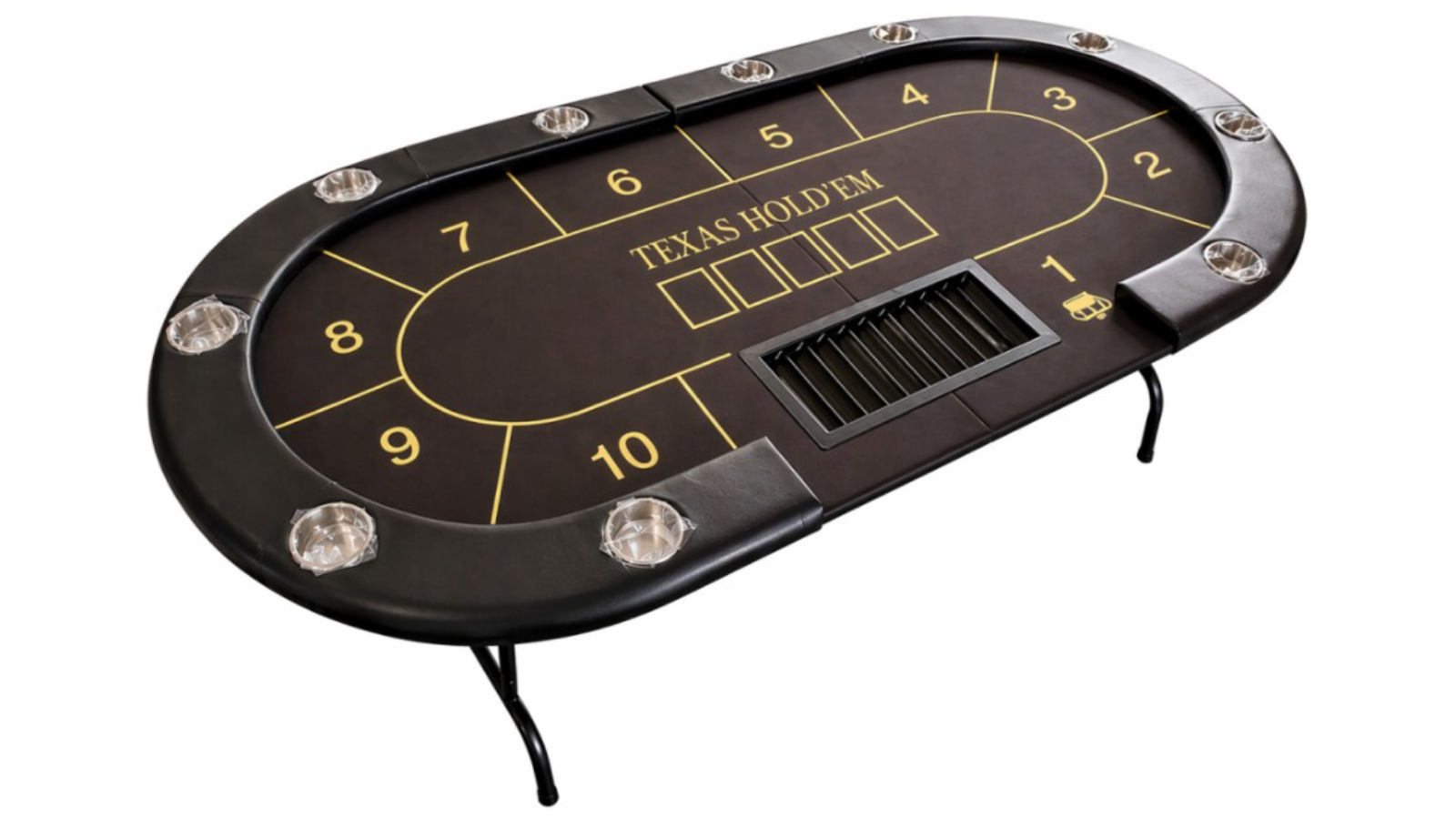 TopOne Sports Foldable Blackjack Texas Poker Table - Black