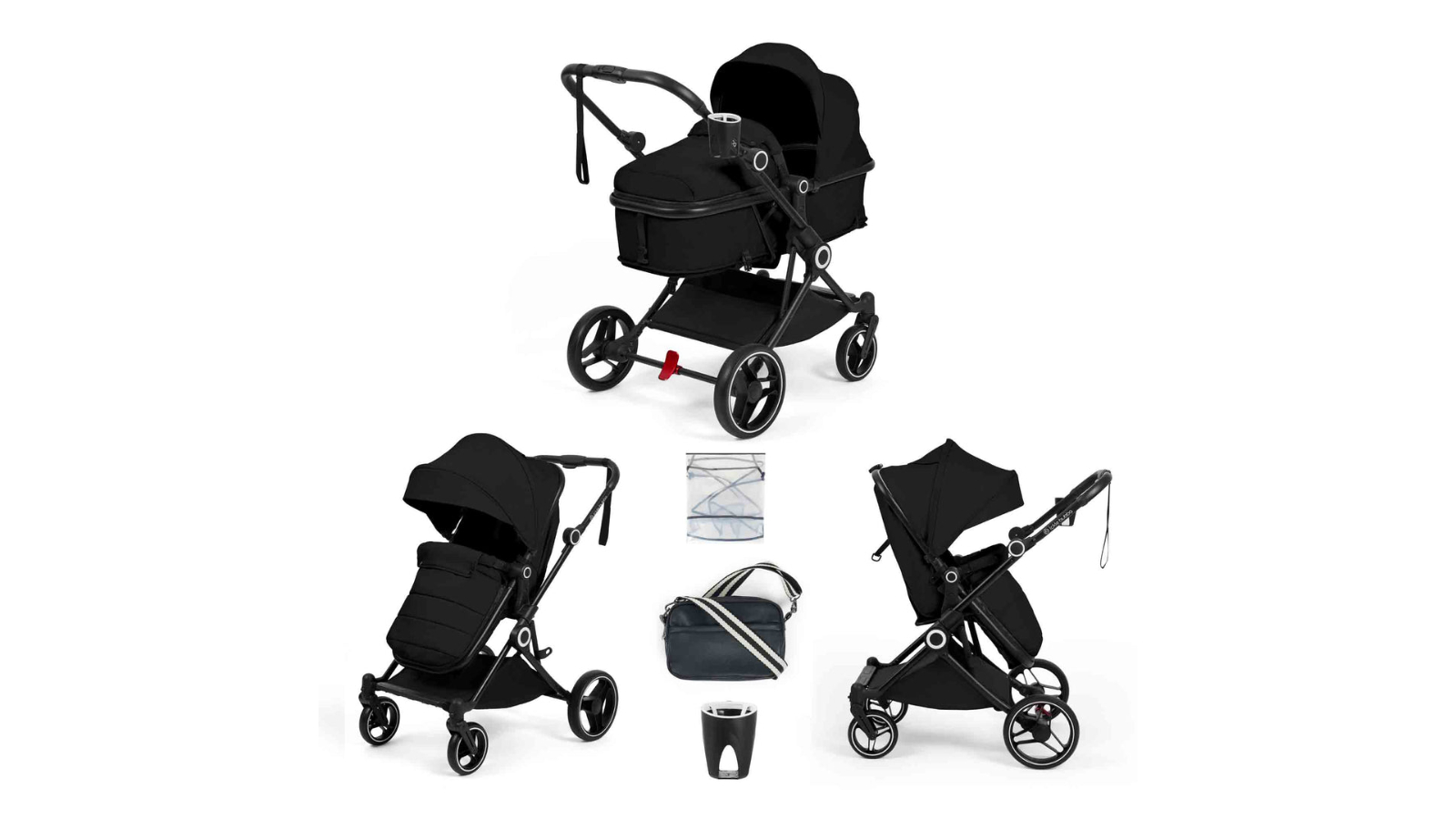 Ickle Bubba Atom All-in-1 Four Wheel Convertible Stroller - Black