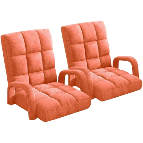 Soga 2X Floor Recliner Lazy Chair with Armrest - Orange