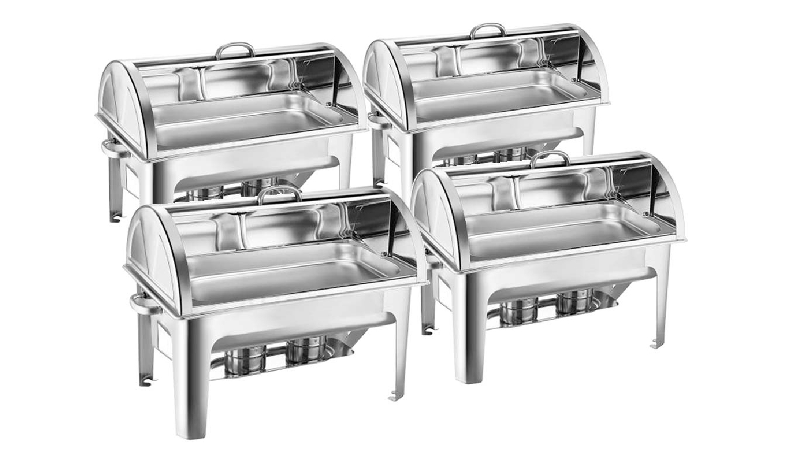SOGA 4X 9L Stainless Steel Full Size Roll Top Chafing Dish Food Warmer