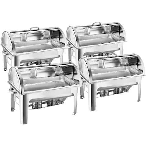 SOGA 4X 9L Stainless Steel Full Size Roll Top Chafing Dish Food Warmer