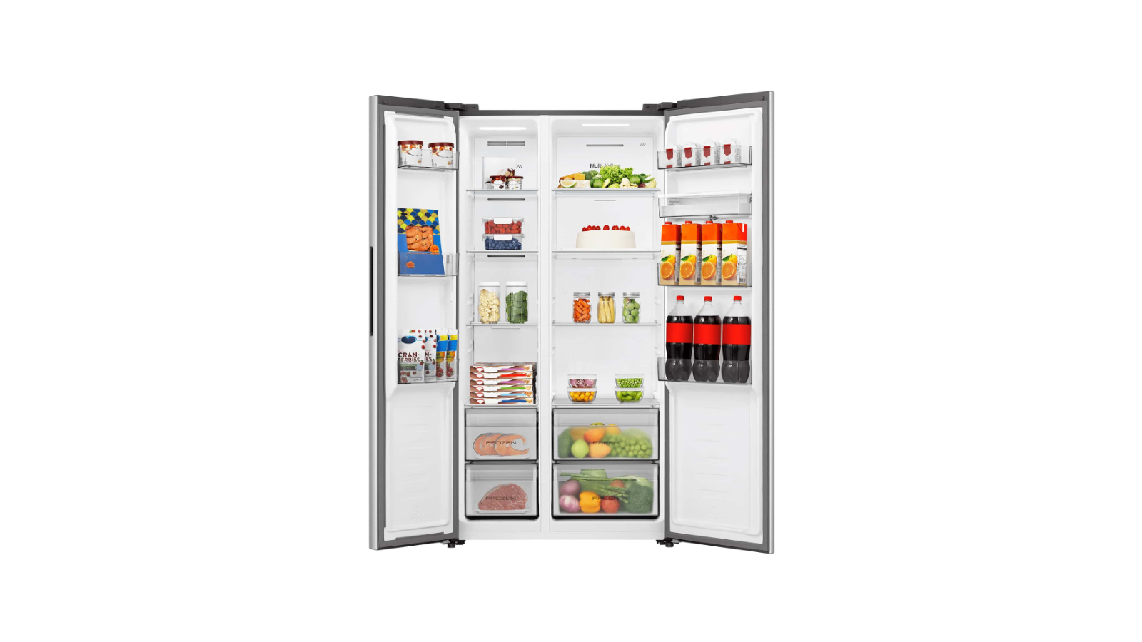 Hisense 540L PureFlat Side By Side Fridge - Silver | Harvey Norman