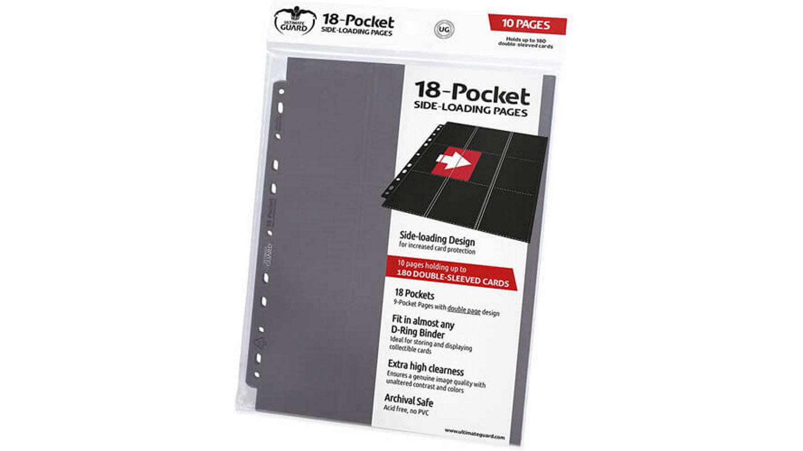 Ultimate Guard 18 Pocket Pages Side Loading - Grey