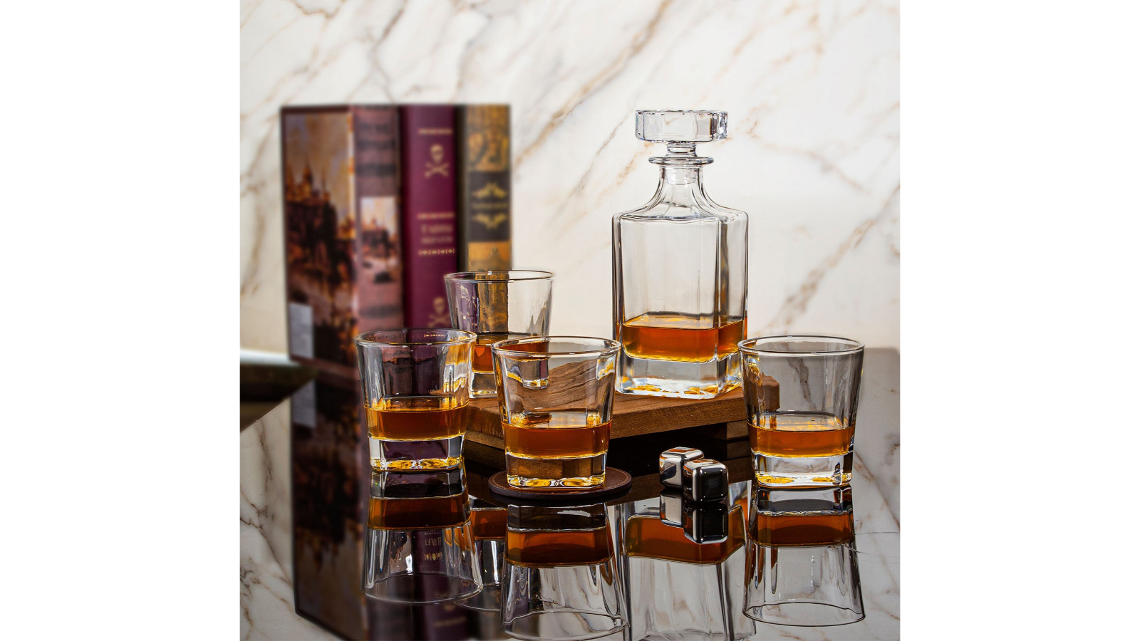 NOVARE Square Whiskey Decanter Glass Set Harvey Norman