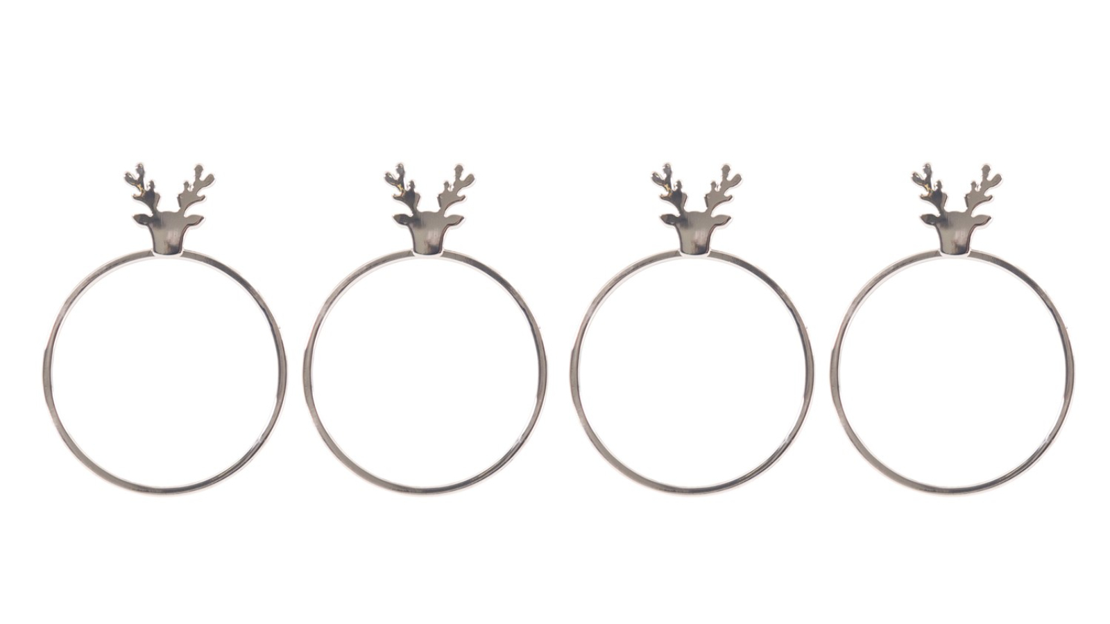 Bread and Butter Napkin Rings - Pack of 4 - Silver Staghead