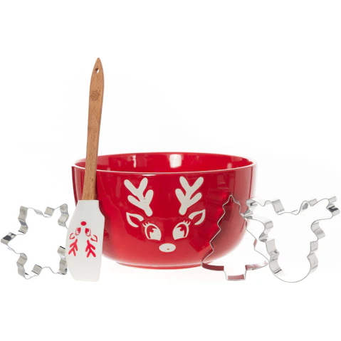 Bread and Butter Red Mini Mix Bowl Set - Icy Reindeer