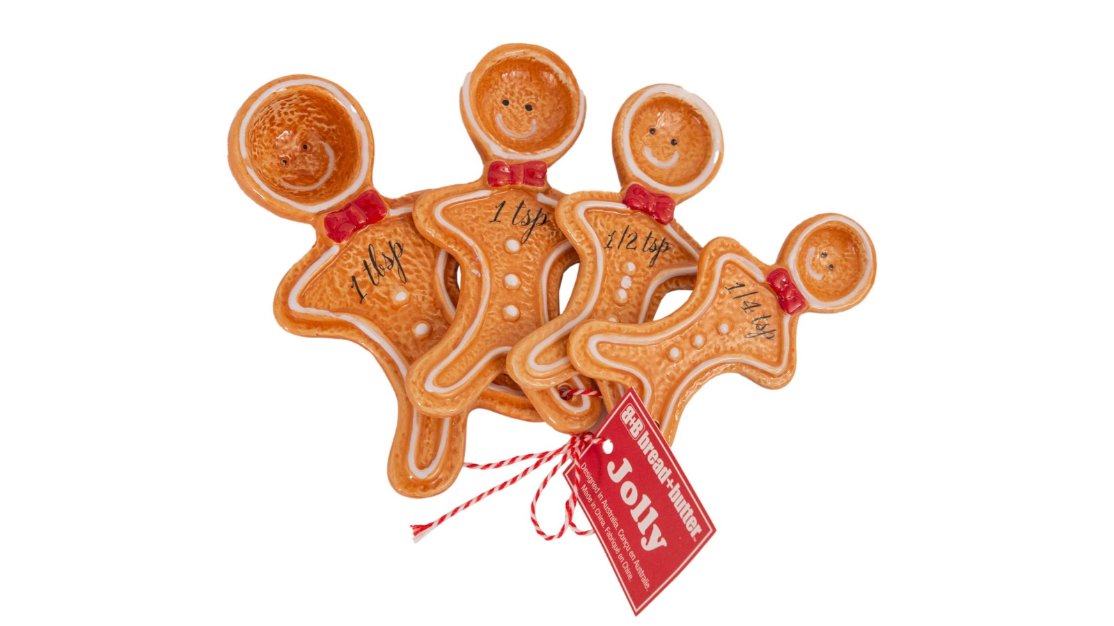 Bread and Butter Pack of 4 Brown Gingerbread Man Spoon