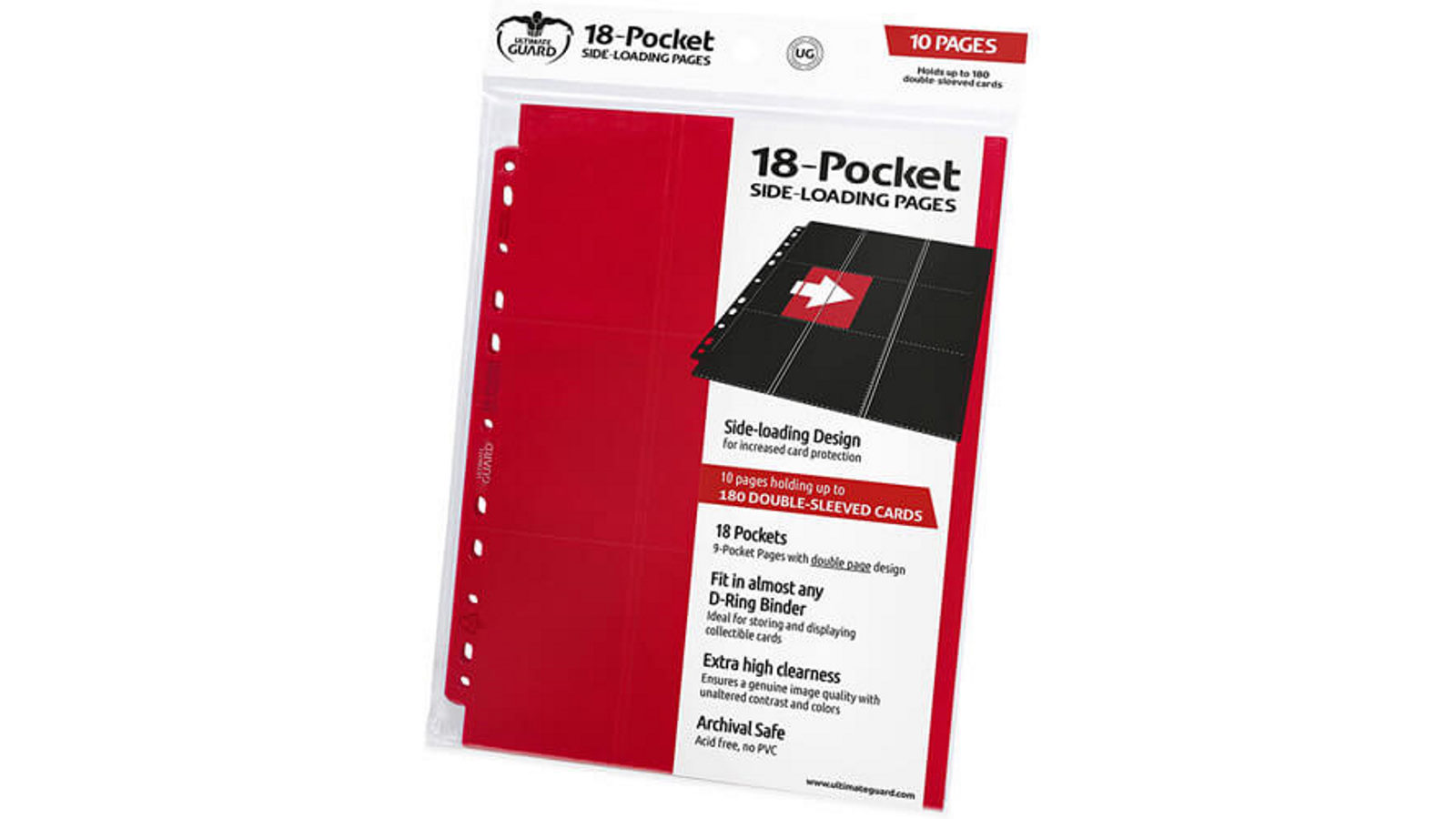 Ultimate Guard 18 Pocket Pages Side Loading - Red
