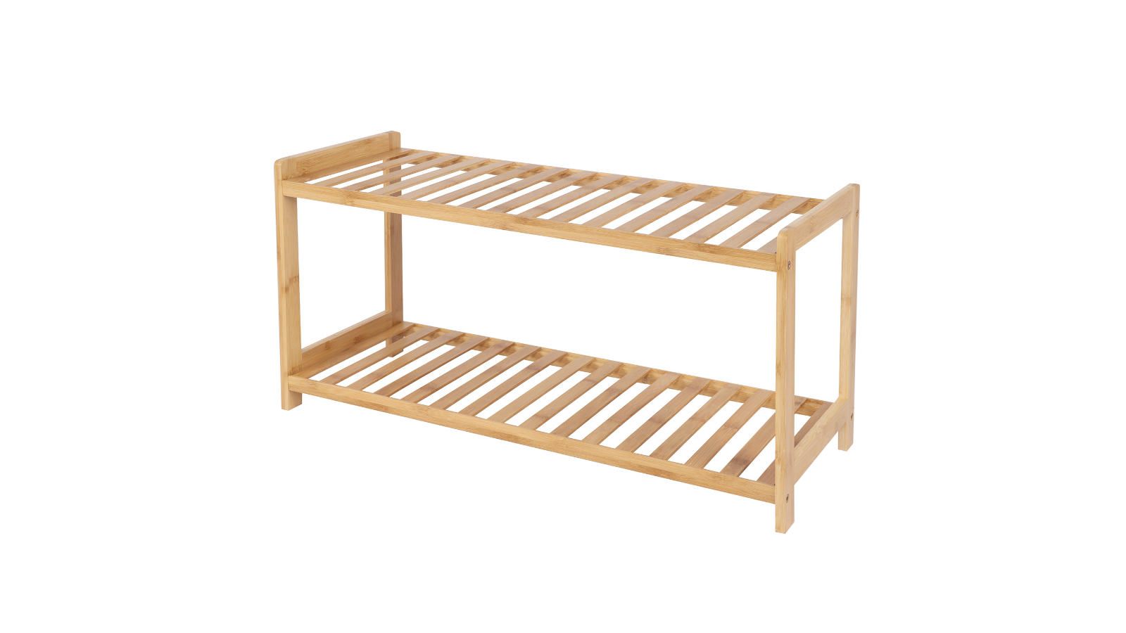 Casa Decor Compact Durable Storage 2-Tier Bamboo Shoe Stool - Oak