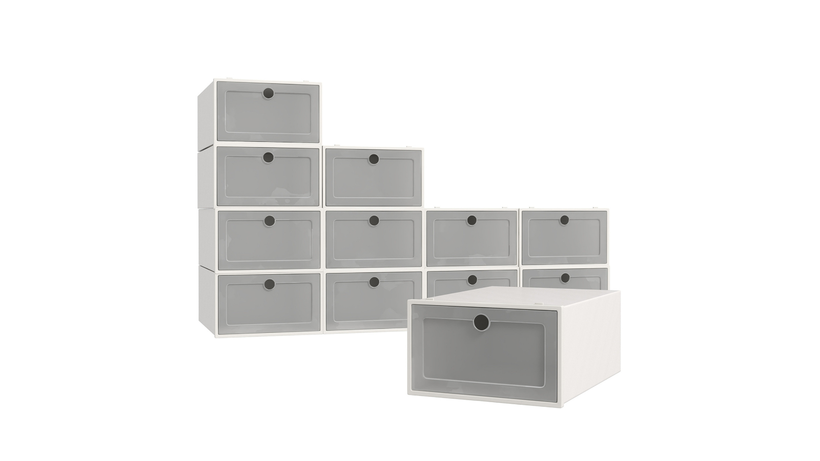 Casa Decor 12 Piece Stackable Transparent Shoe Organiser Set - White