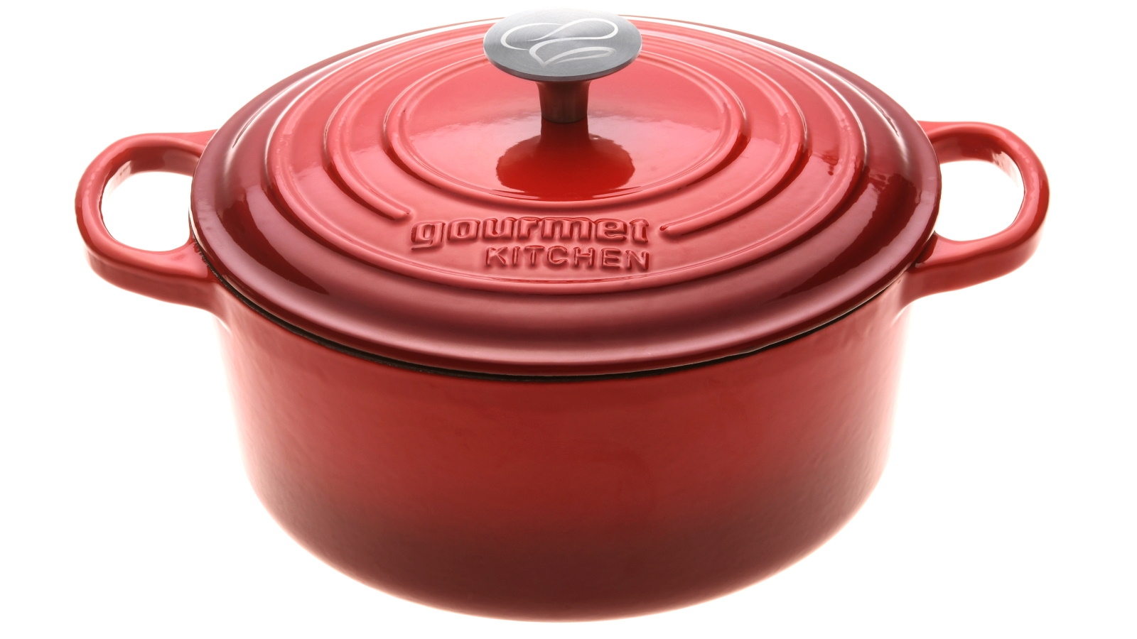 Gourmet Black Cherry Red Kitchen Cast Iron Casserole - 24cm 