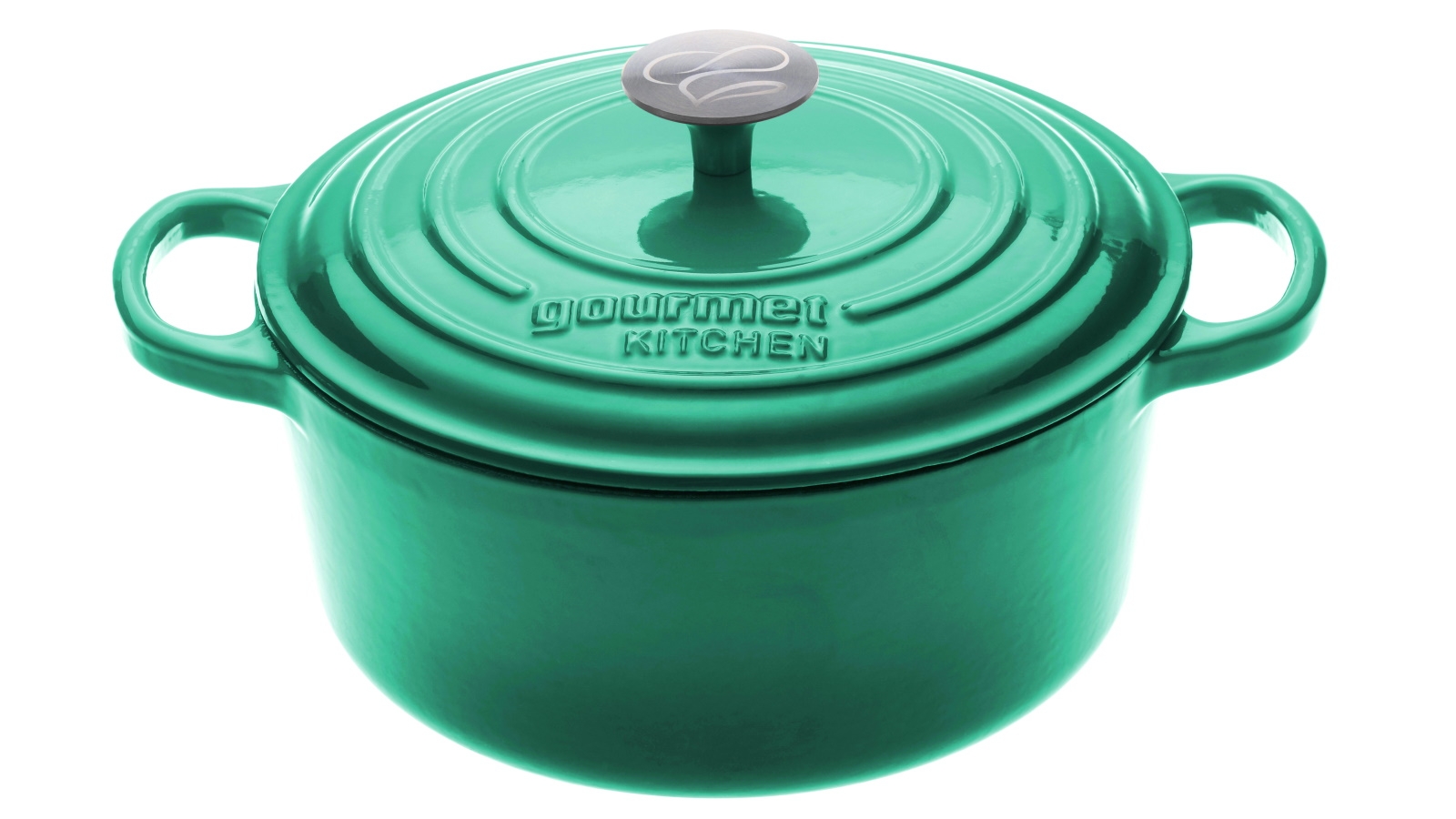 Gourmet Eden Green Kitchen Cast Iron Casserole - 24cm