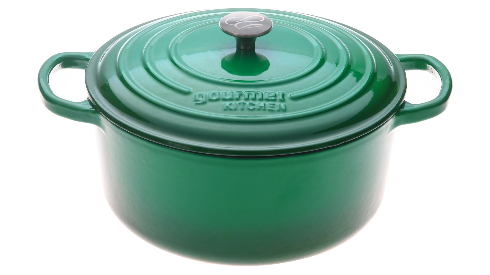 Gourmet Eden Green Kitchen Cast Iron Casserole - 28cm