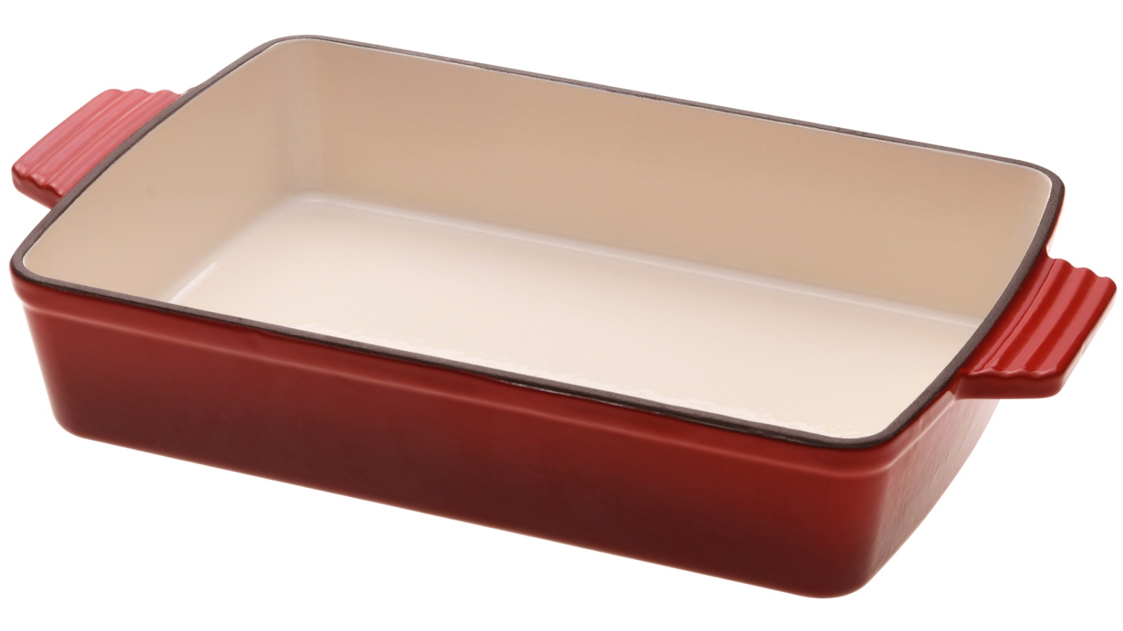 Gourmet Kitchen Black Cherry Red Cast Iron Rectangular Baking Pan - 33cm