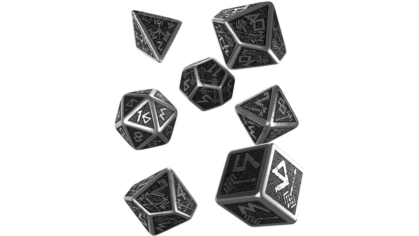 Latest Buys Q Workshop Set of 7 Dwarven Dice - Metal/Black
