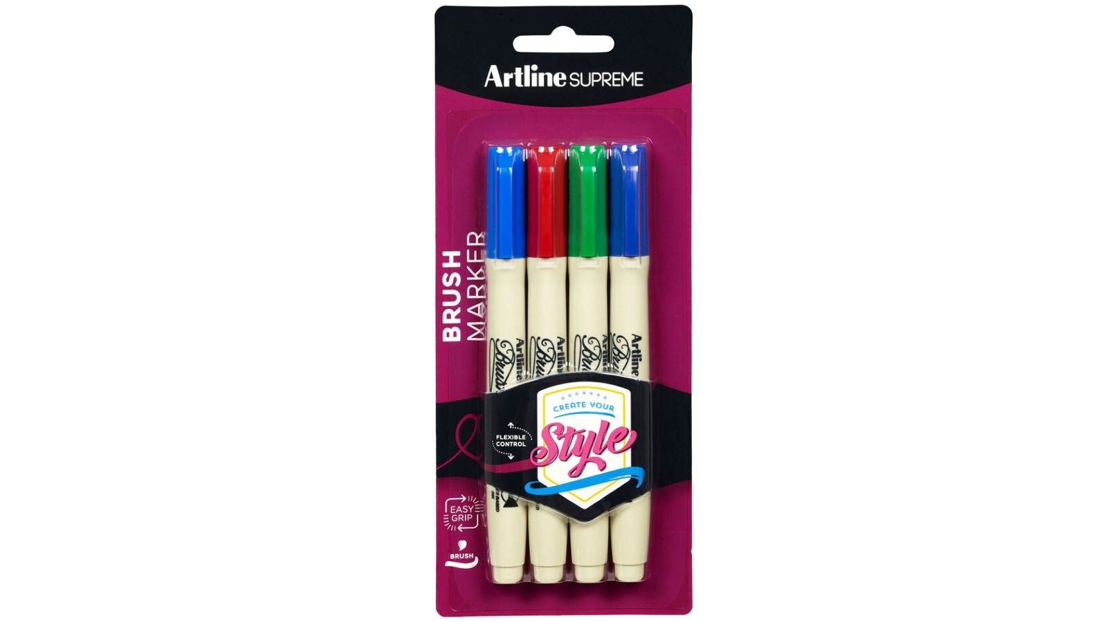 Artline 4-Piece Artline Supreme Brush Markers - Assorted Colours