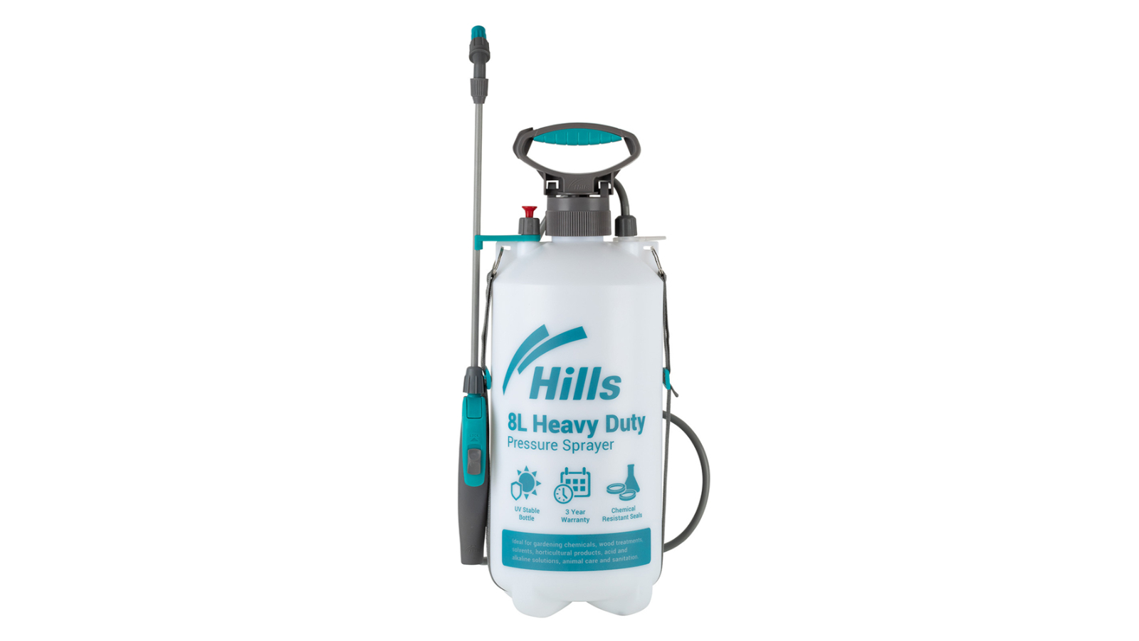 Hills Heavy Duty Viton Seals Water/Chemical Pressure Sprayer - 8 Litre