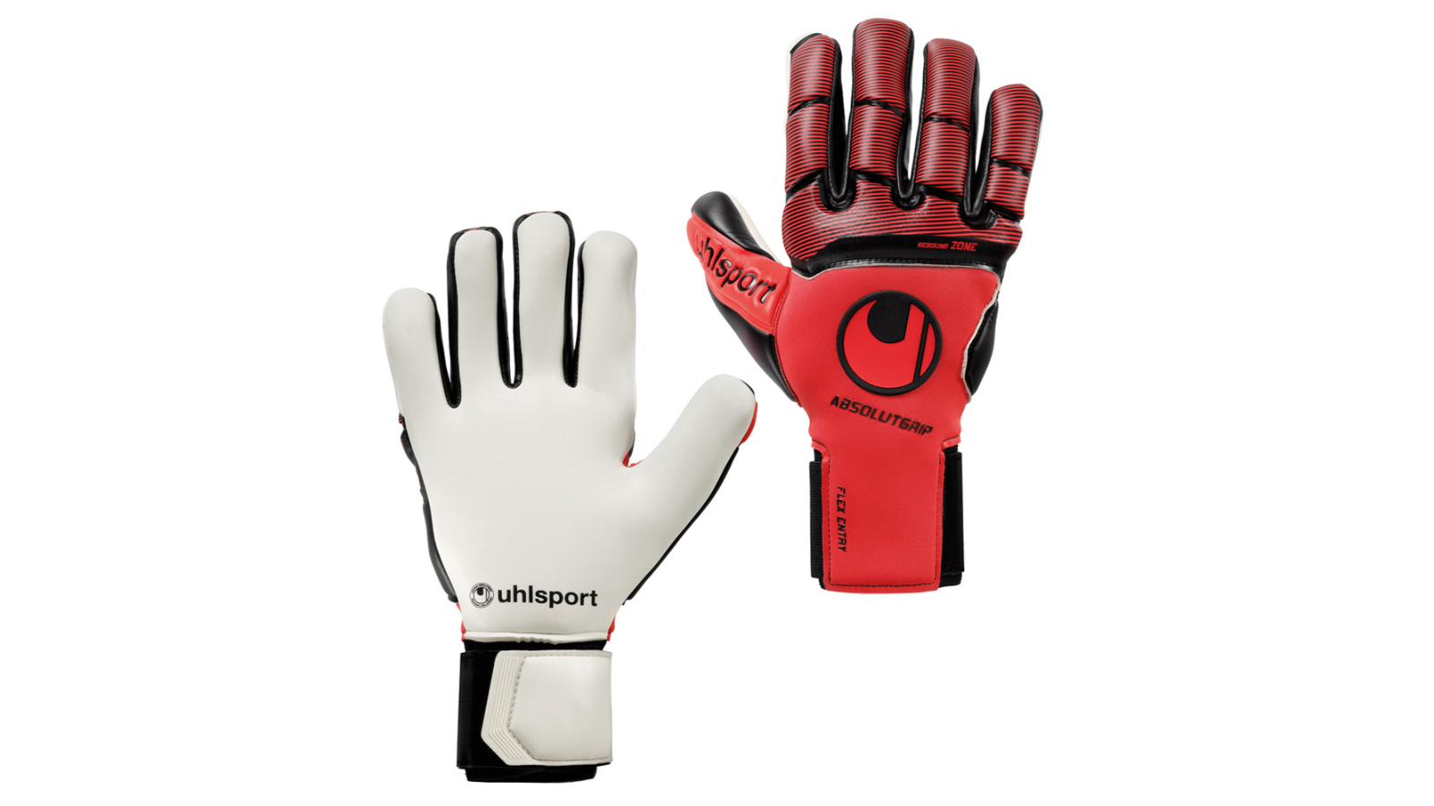 Uhlsport Size 7 Pure Force Absolutgrip HN Sports Soccer Pair Gloves with Strap - Red