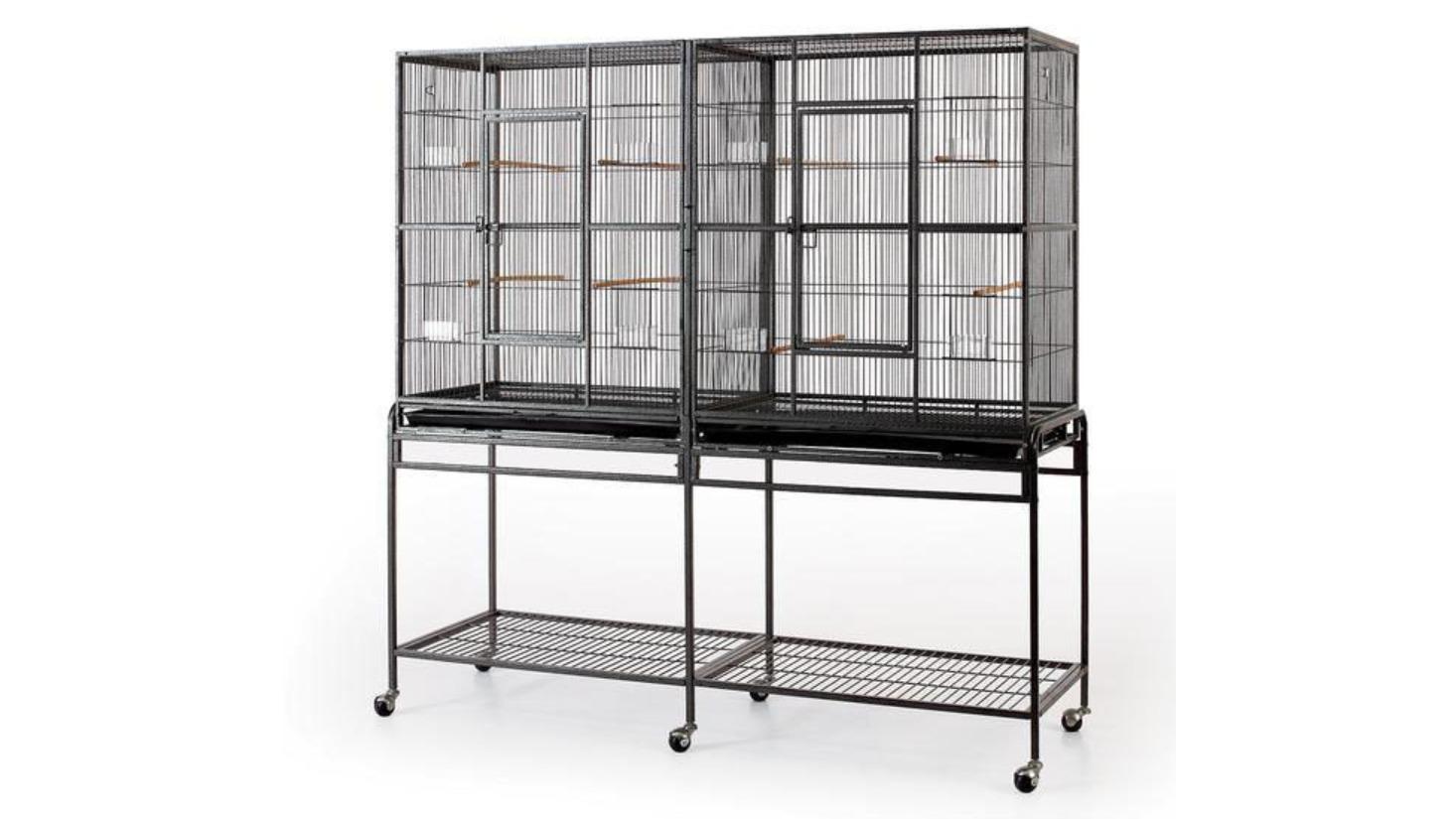 Flyline Double Flight Bird Cage with Divider for Canary Parakeet