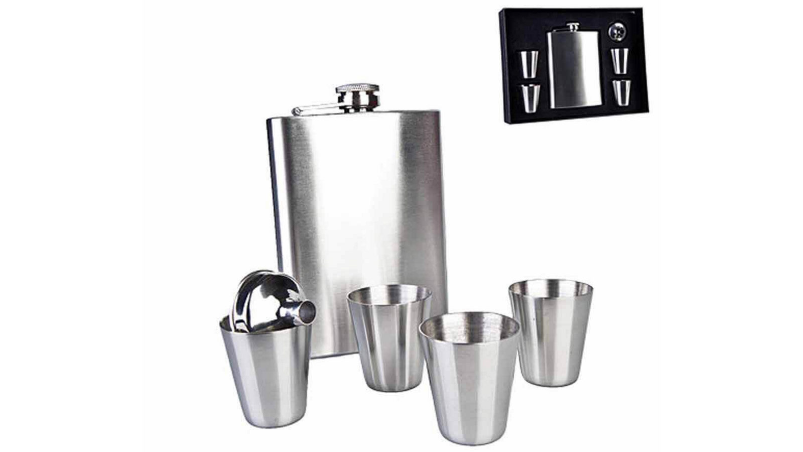 Stainless Steel Hip Flask with Shot Glasses