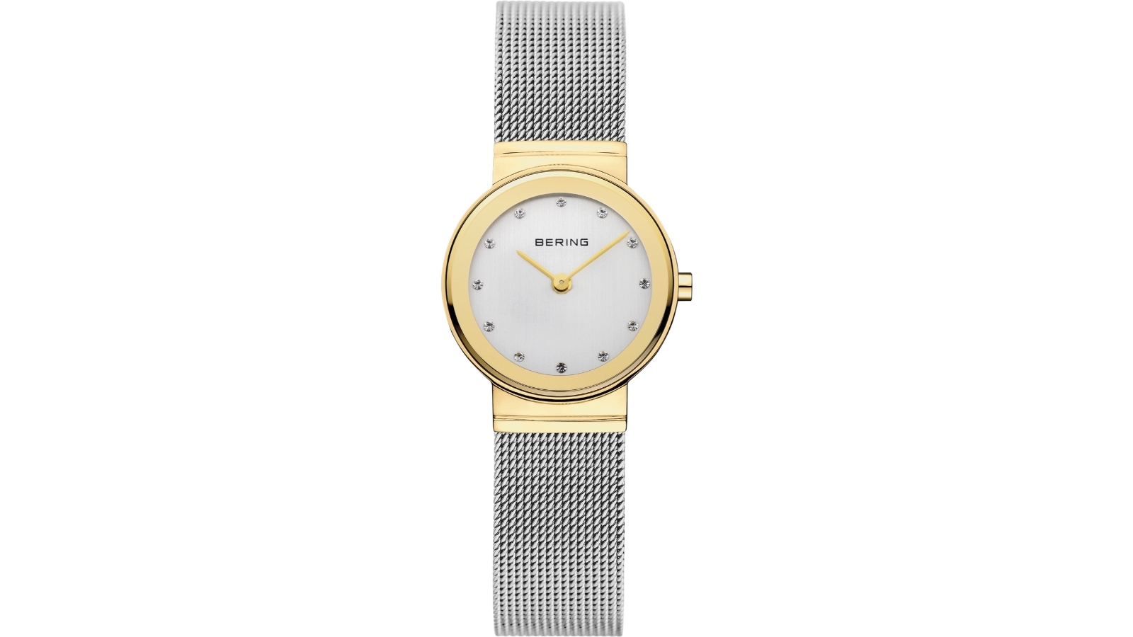 Bering Classic 2.6cm Polished Gold Silver Mesh Watch
