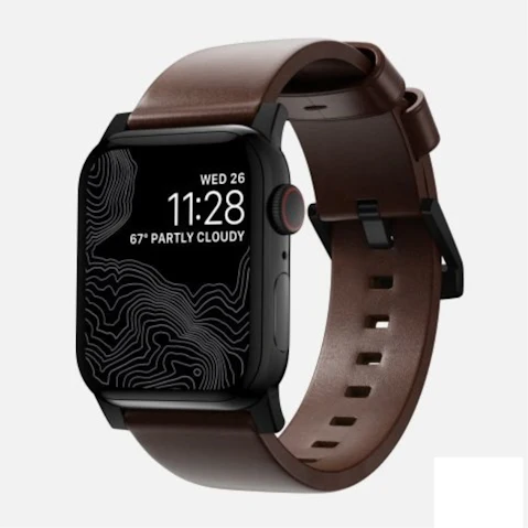 NOMAD Rustic Brown Modern Band Black Hardware Horween Leather - 41mm