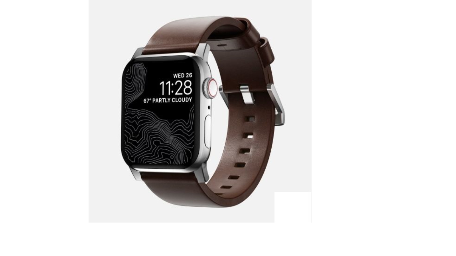 NOMAD Rustic Brown Modern Band Silver Hardware Horween Leather - 45mm