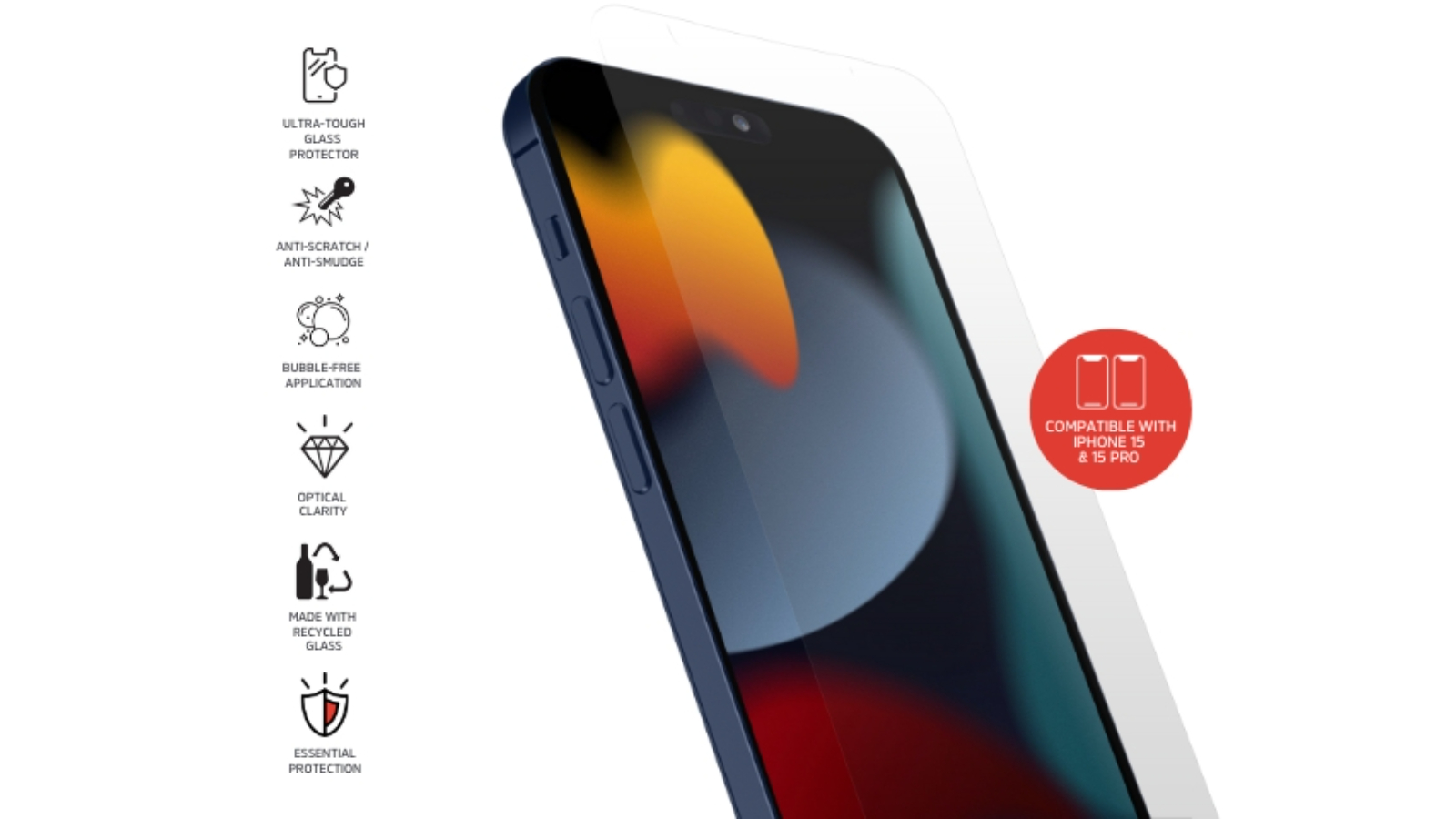 3sixT iPhone 15 and iPhone 15 Pro PrismShield Essential Screen