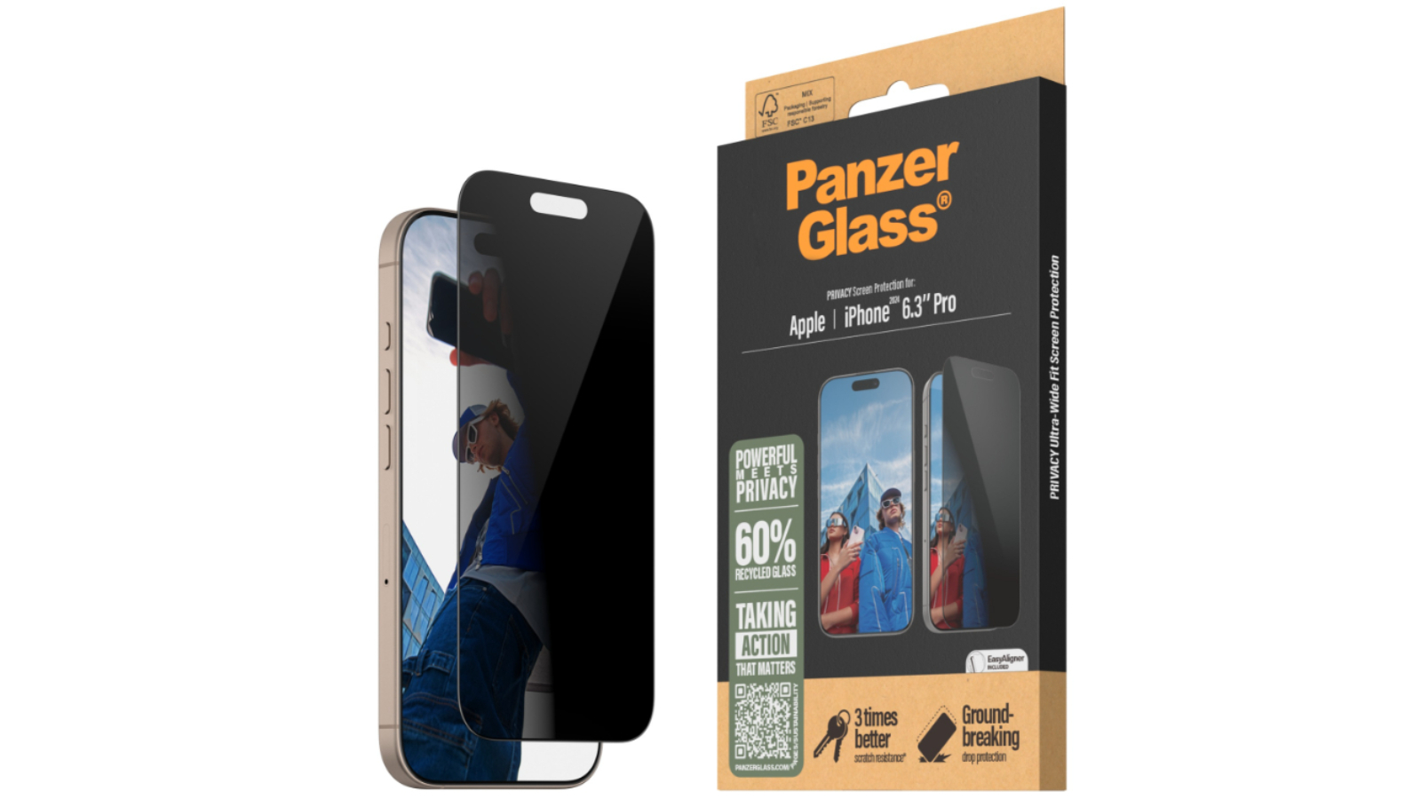 PANZER Glass Privacy Screen Protector iPhone 16 Pro