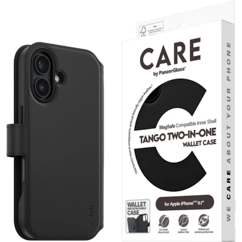 PANZER CARE Tango Wallet Case for iPhone 16 - Black
