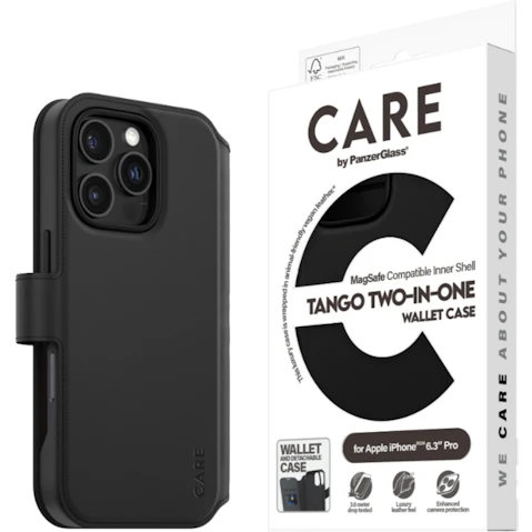 PANZER CARE Tango Wallet Case for iPhone 16 Pro - Black