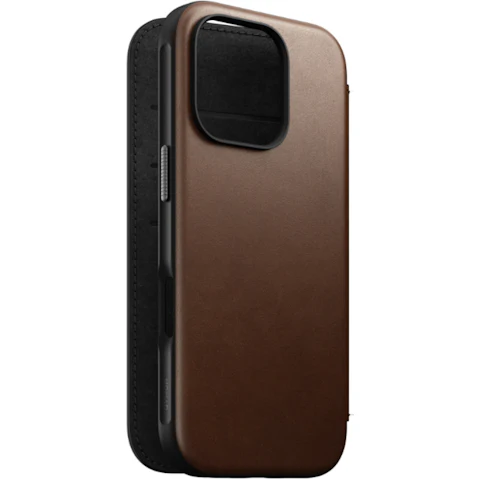 Nomad Leather Folio Case for iPhone 16 Pro - Brown