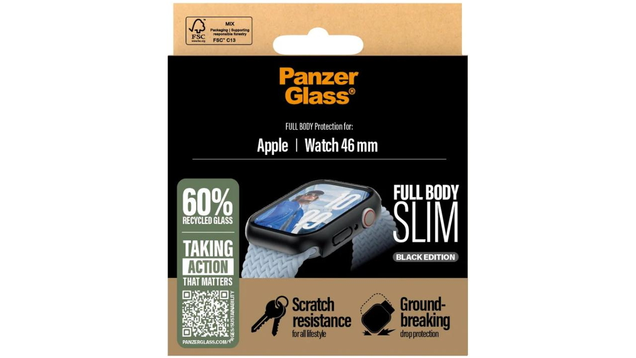 PanzerGlass Snappie Screen Protector for Apple Watch 46mm - Black