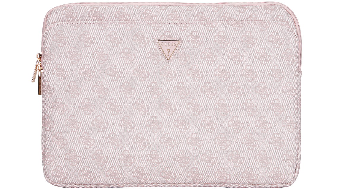 Guess 4G Printed Stripes Zipper 14-inch Laptop Sleeve - Pink