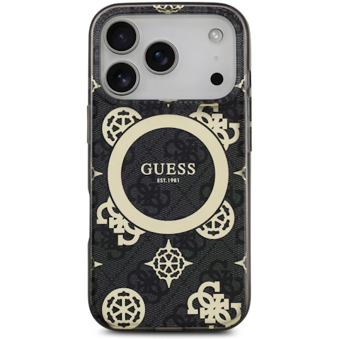 Guess 4G Peony Edition MagSafe Case for iPhone 17 Pro - Black/Gold
