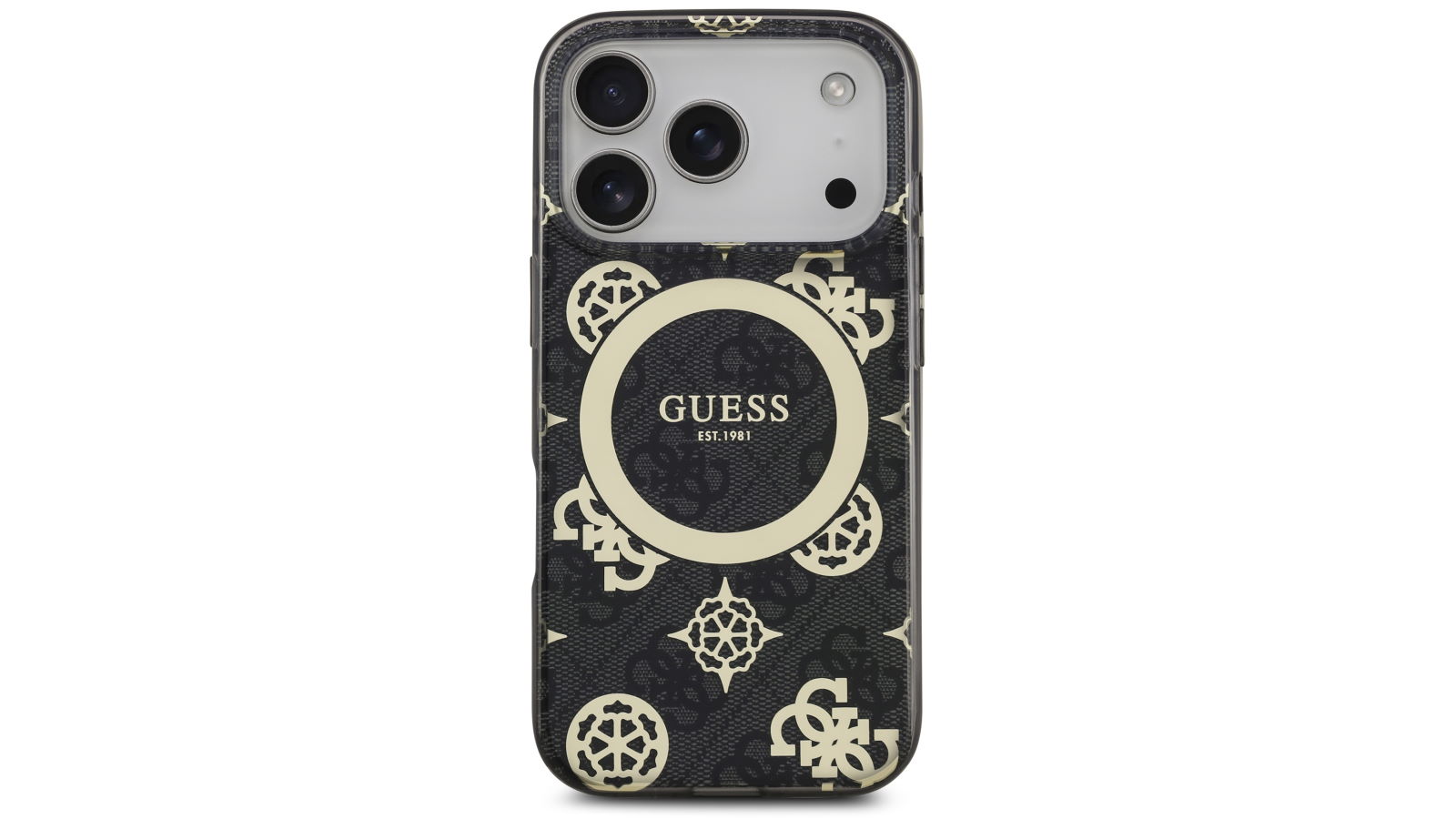 Guess 4G Peony Edition MagSafe Case for iPhone 17 Pro Max - Black/Gold