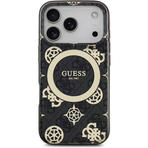 Guess 4G Peony Edition MagSafe Case for iPhone 17 Pro Max - Black/Gold