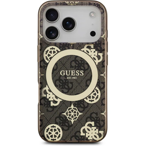 Guess 4G Peony Edition MagSafe Case for iPhone 17 Pro Max - Brown/Gold