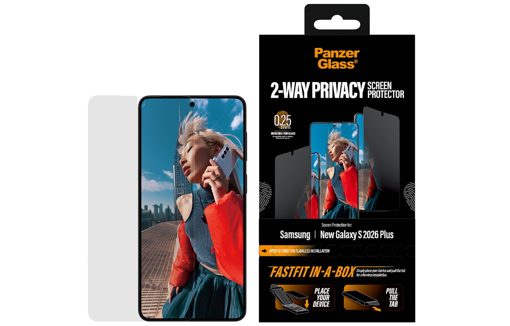 PanzerGlass FastFit In-a-Box 2-Way Privacy Screen Protector for Galaxy S26+