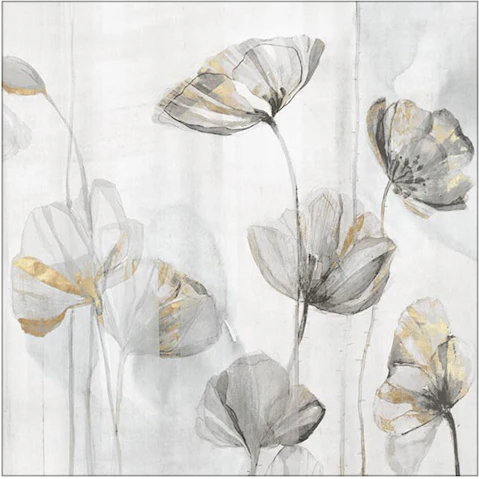 La Grolla Silver Poppies I Unframed Canvas Wall Art