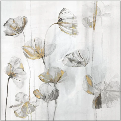 La Grolla Silver Poppies II Unframed Canvas Wall Art