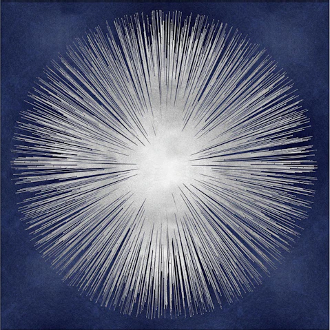 La Grolla Silver Sunburst on Blue I Unframed Canvas Wall Art