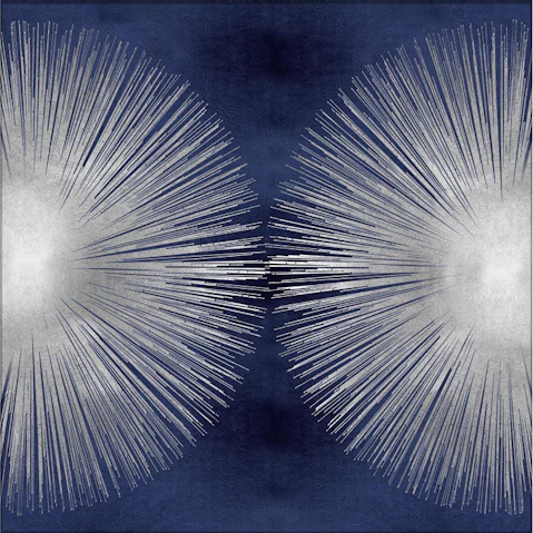 La Grolla Silver Sunburst on Blue II Unframed Canvas Wall Art