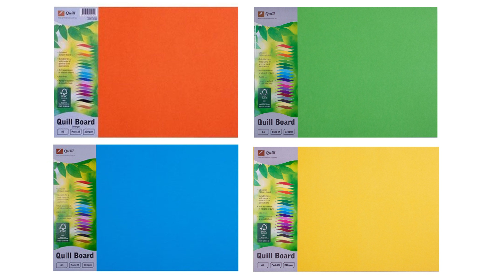 Quill Pack of 25 210gsm A3 Cardboard Sheets