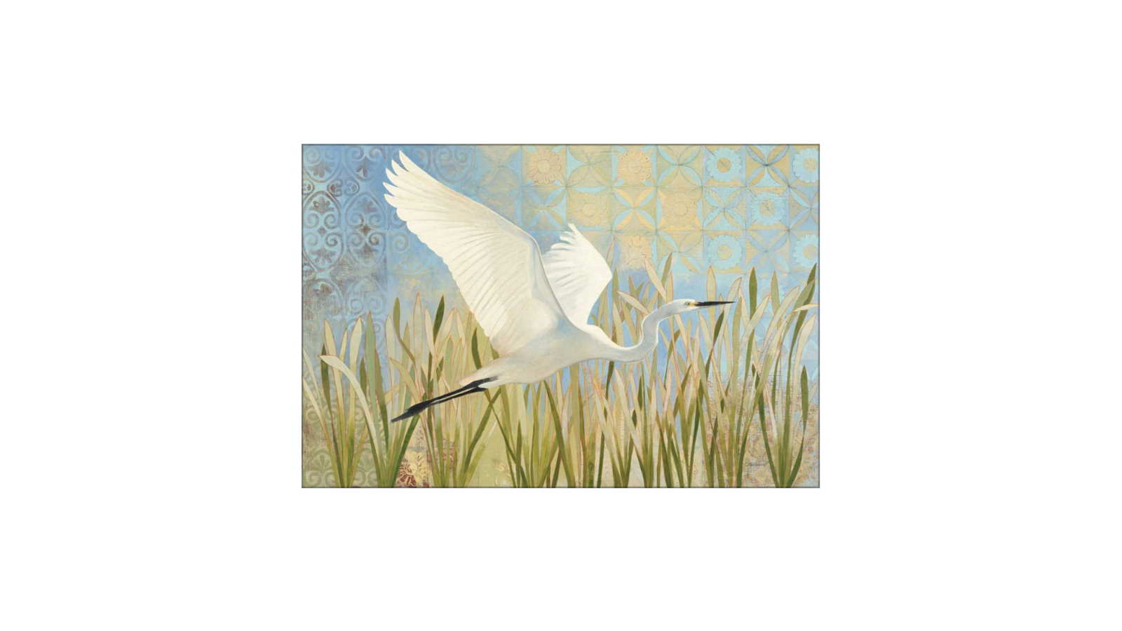 La Grolla Snowy Egret in Flight V2 Crop Unframed Canvas Wall Art