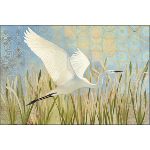 La Grolla Snowy Egret in Flight V2 Crop Unframed Canvas Wall Art