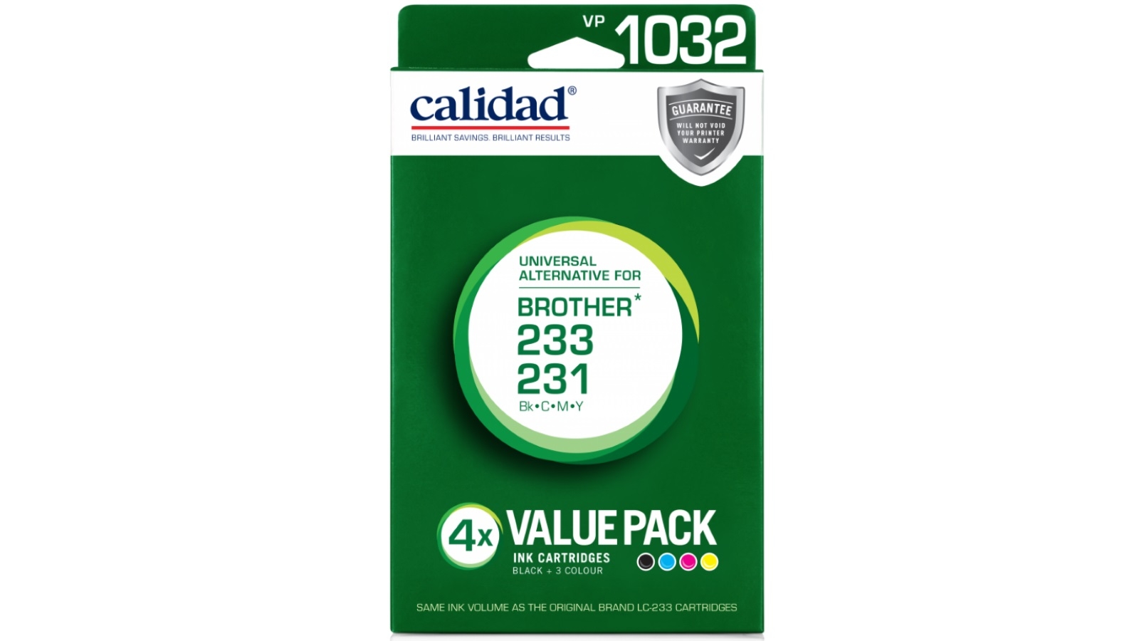 Calidad Brother LC-233/LC-231 4-Pack Ink Cartridge 