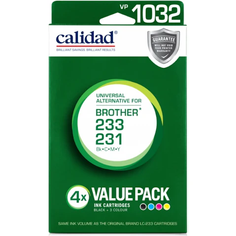 Calidad Brother LC-233/LC-231 4-Pack Ink Cartridge