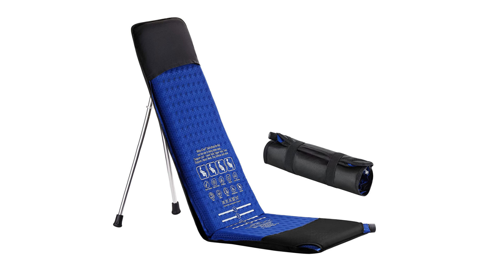 SitX AirPro Inflatable Foldable Portable Pocket-Sized Camping Chair - Blue/Black